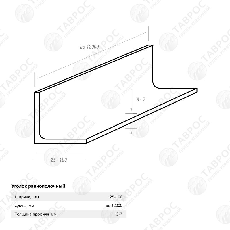 Уголок равнополочный 100*7 Г/к