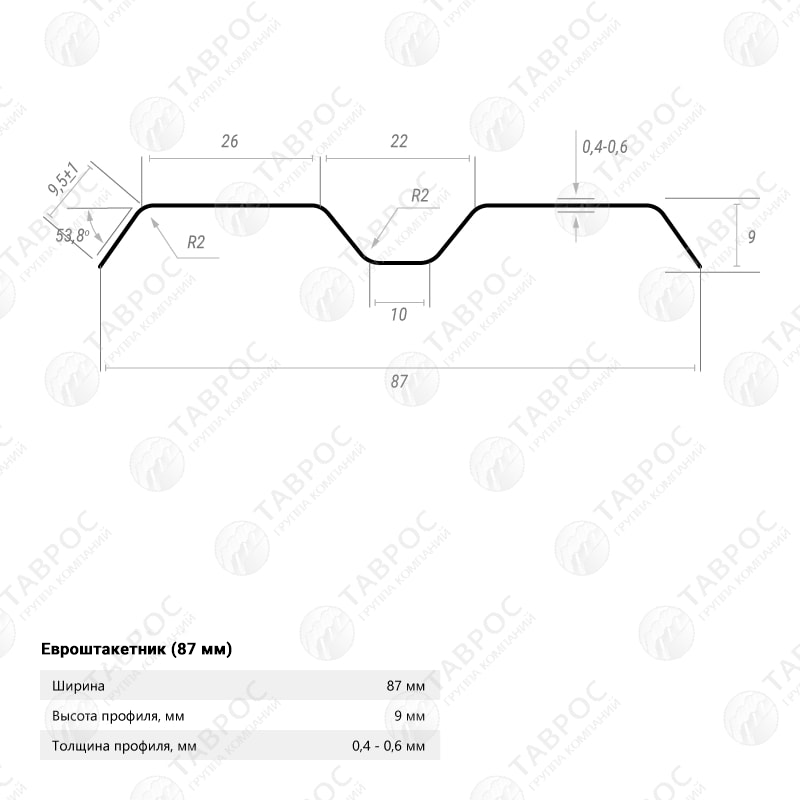 Металлический штакетник Гладкий полиэстер RAL 9003 (Белый) 3000*87*0,45 односторонний Фигурный