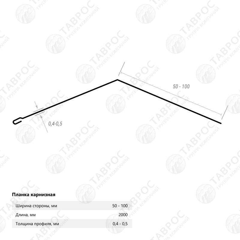 Планка карнизная Гладкий полиэстер RAL 6005 (Зелёный мох) 2000*80