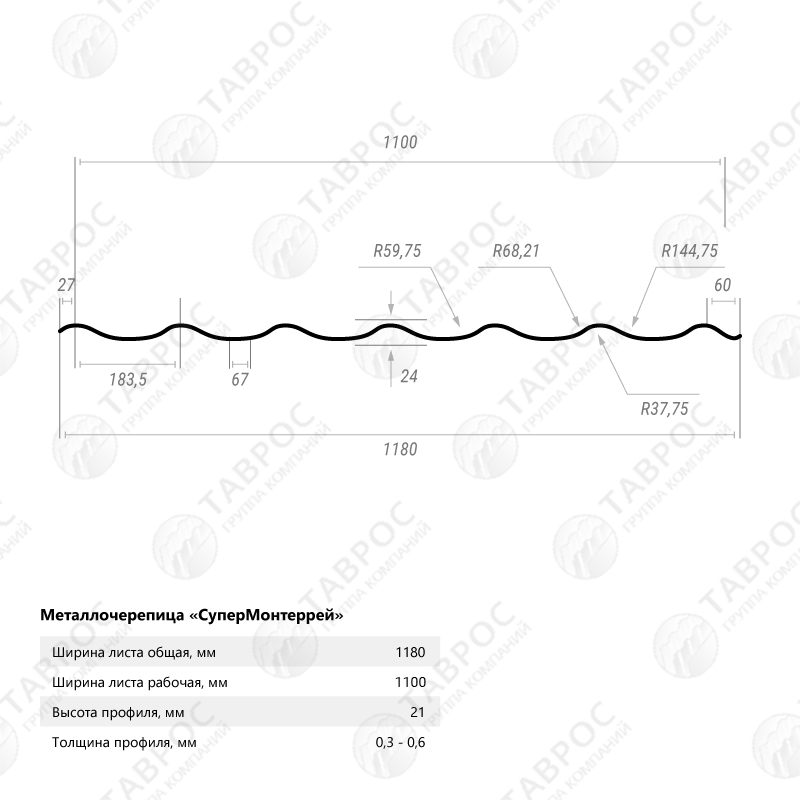 Металлочерепица Classic Гладкий полиэстер RAL 6005 850*1180*0,5