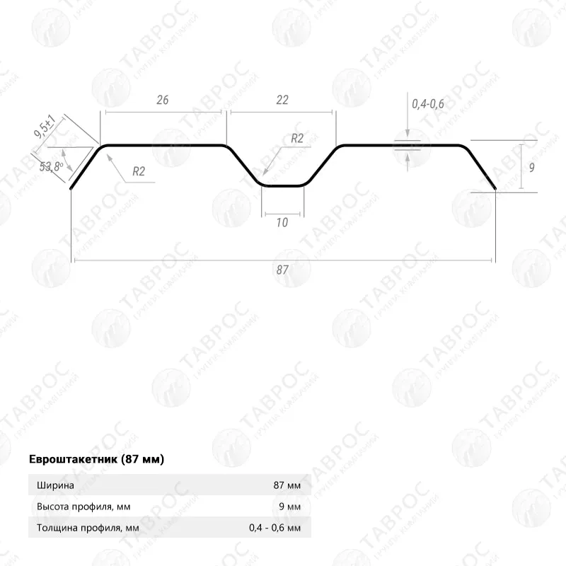 Металлический штакетник Гладкий полиэстер RAL 8017 (Шоколадно-коричневый) 1800*87*0,5 односторонний Прямой